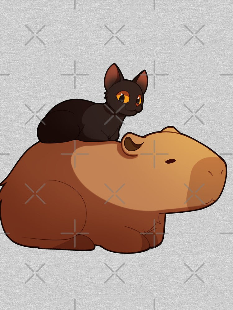 Flow sticker and t-shirt, cat and capybara by KanartMerch
