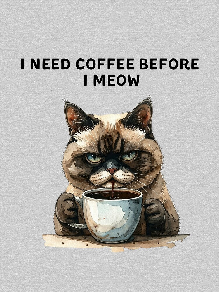 I Need Coffee Before I Meow – Funny Cat Coffee Lover Design by EVESTUDIOART