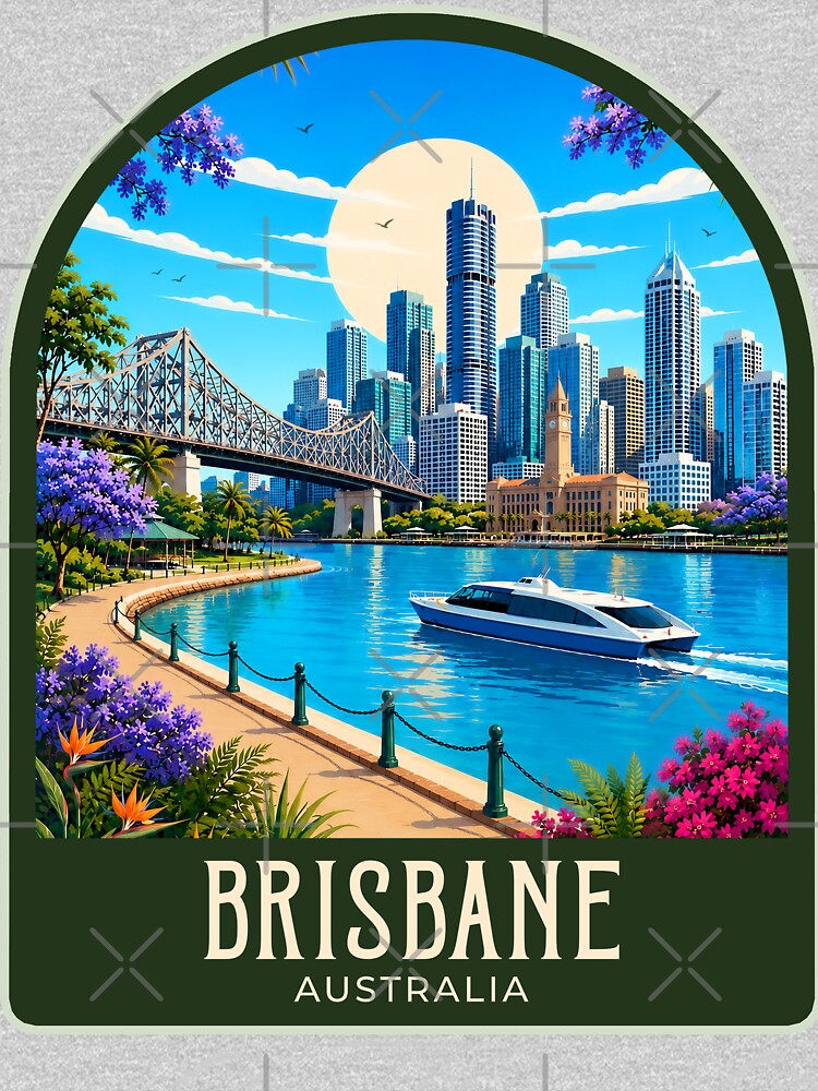 Brisbane Vintage Travel Illustration by HomeLivingCo