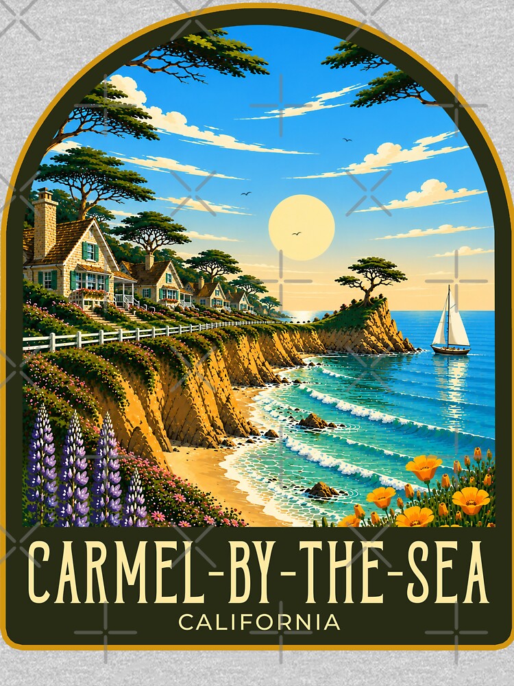 Carmel-by-the-Sea Vintage Travel Illustration by HomeLivingCo