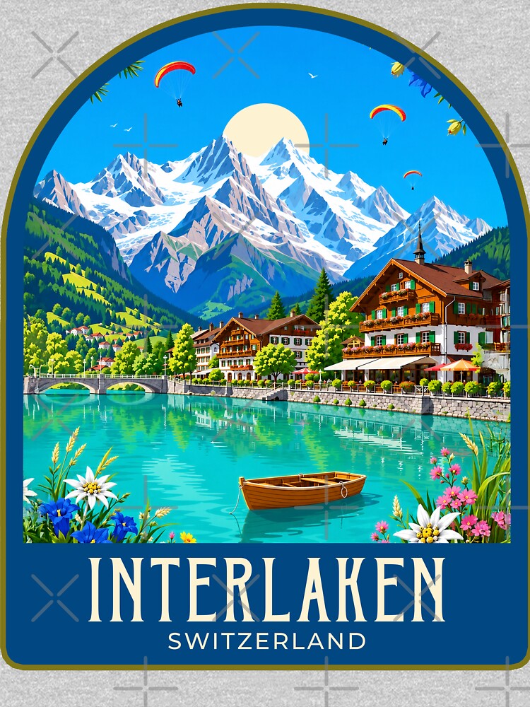 Interlaken Vintage Travel Illustration by HomeLivingCo
