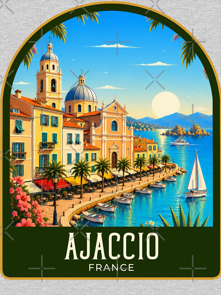 Ajaccio Vintage Travel Illustration by HomeLivingCo