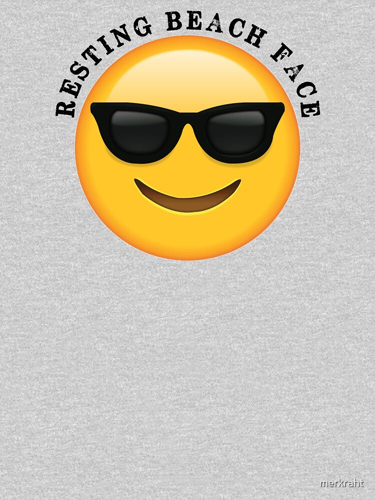 Beach Cover Up Gifts - Resting Beach Face Funny Gift Ideas for Ocean Beach Lovers & Sun Worshippers at Beaches with Smiley Face Emoji by merkraht