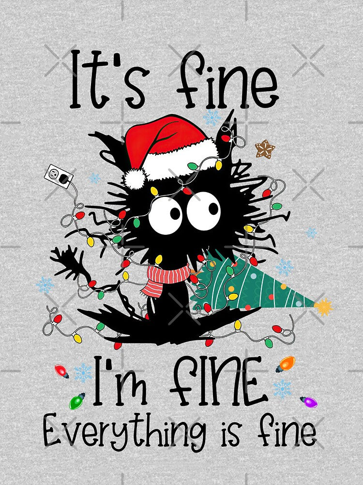 Black Cat christmas It's Fine I'm Fine Everything Is Fine by DesignByMai