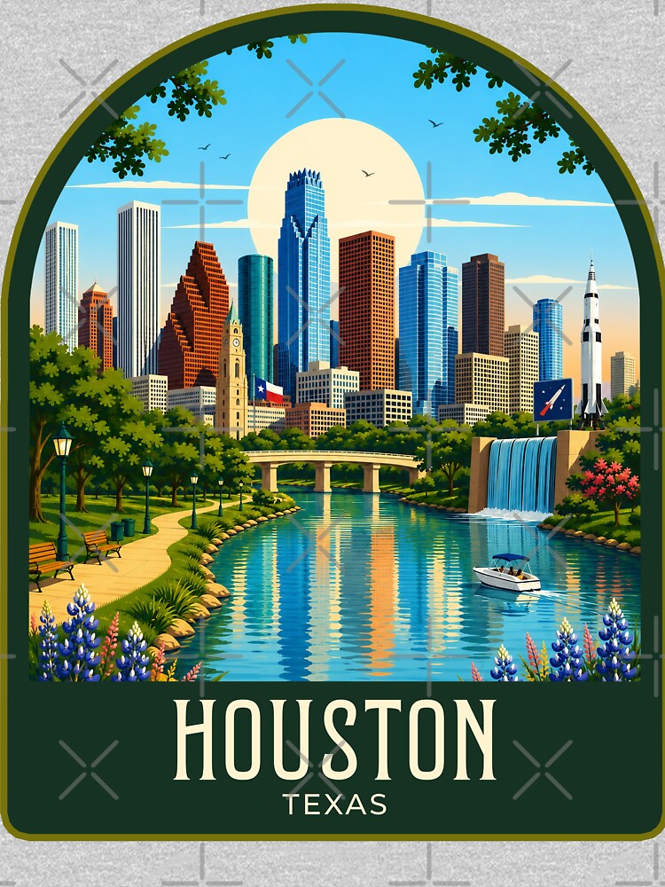 Houston Vintage Travel Illustration by HomeLivingCo