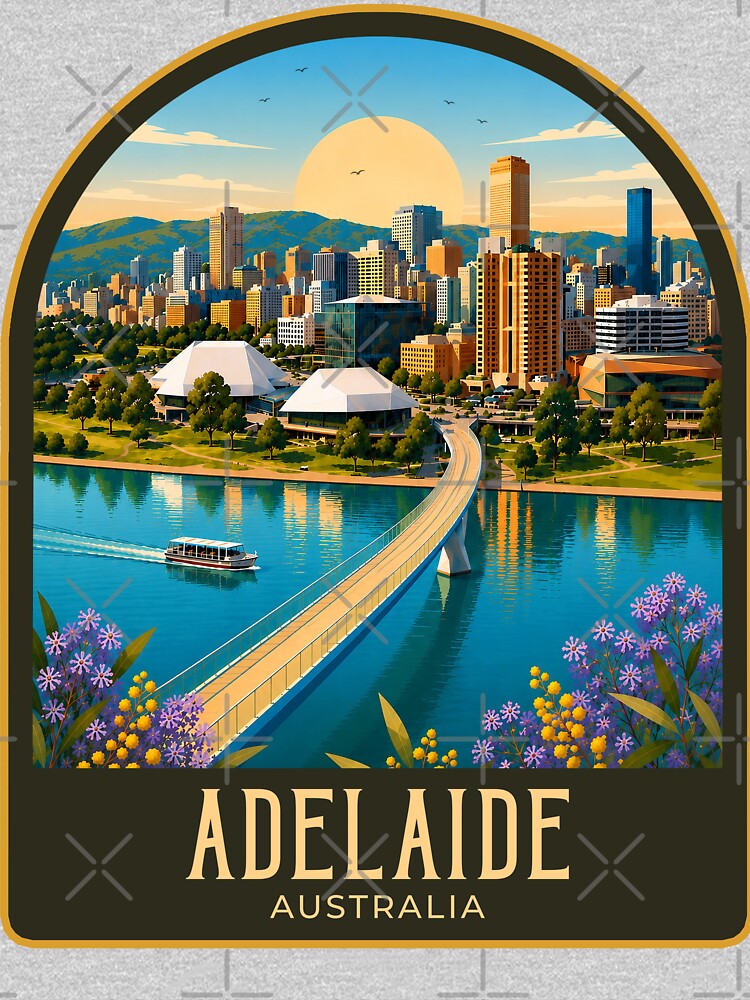 Adelaide Vintage Travel Illustration by HomeLivingCo
