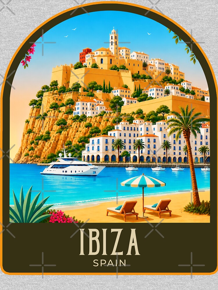 Ibiza Vintage Travel Illustration by HomeLivingCo