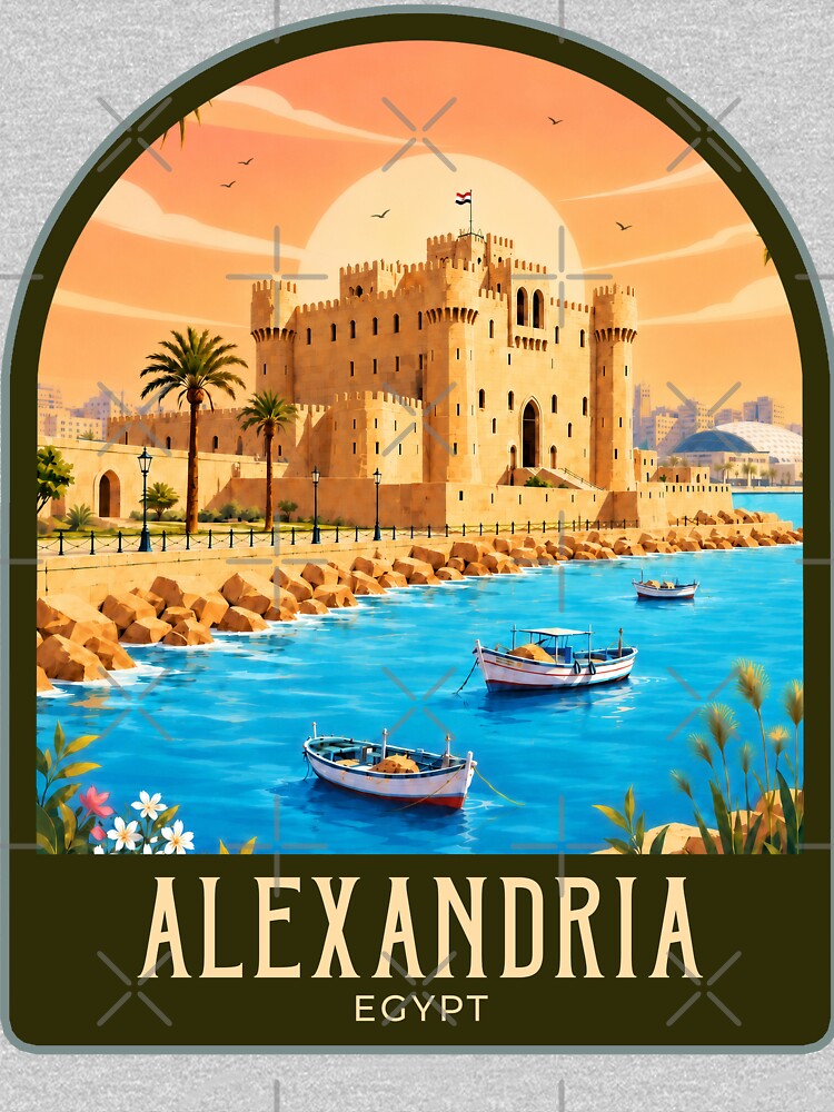 Alexandria Egypt Vintage Travel Illustration by HomeLivingCo