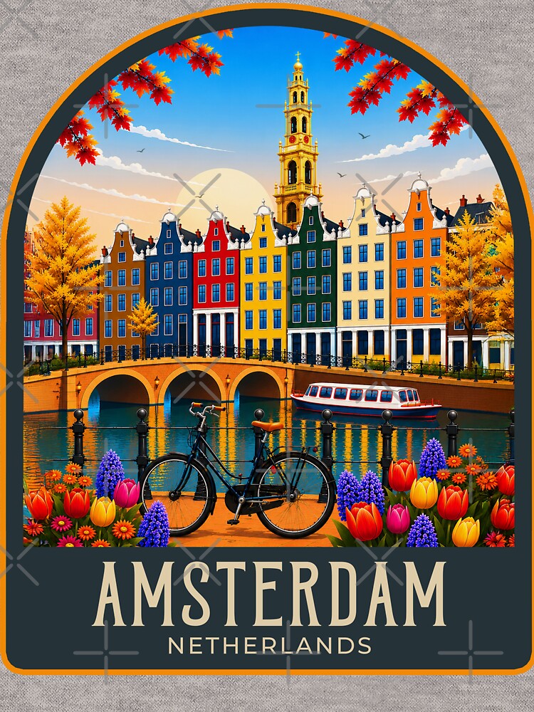 Amsterdam Vintage Travel Illustration by HomeLivingCo