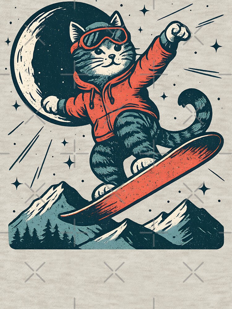 Vintage Snowboarding Cat by legendaryskins