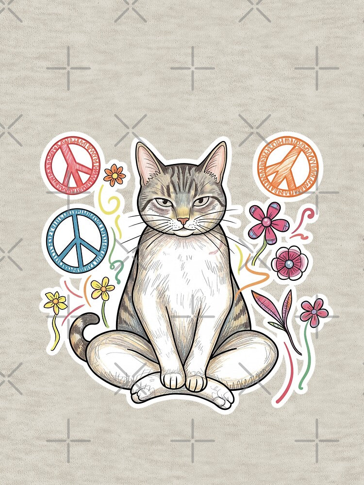 Peace and Love Hippie Cat Illustration by Verdezeus86