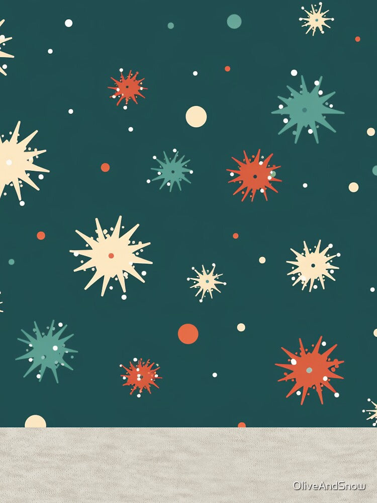 Classic retro vintage Xmas Christmas snowflakes pattern in red and green by OliveAndSnow