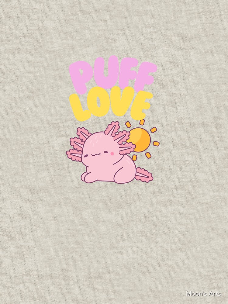Puff Love Axolotl with Sun – Cute Kawaii Vibes by Moon's Arts