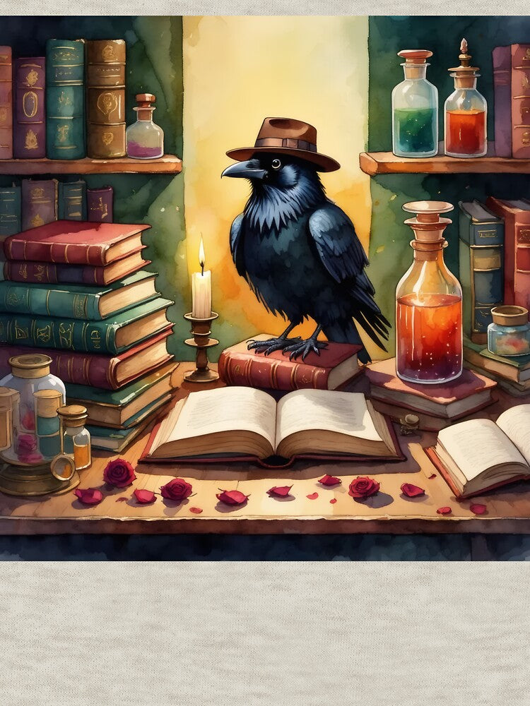 Mystical Raven in the Enchanted Library by Ombrya