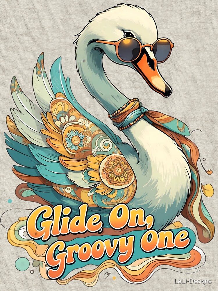 Glide On, Groovy One - Boho 70s Swan Art | LaLi Designs by LaLi-Designs