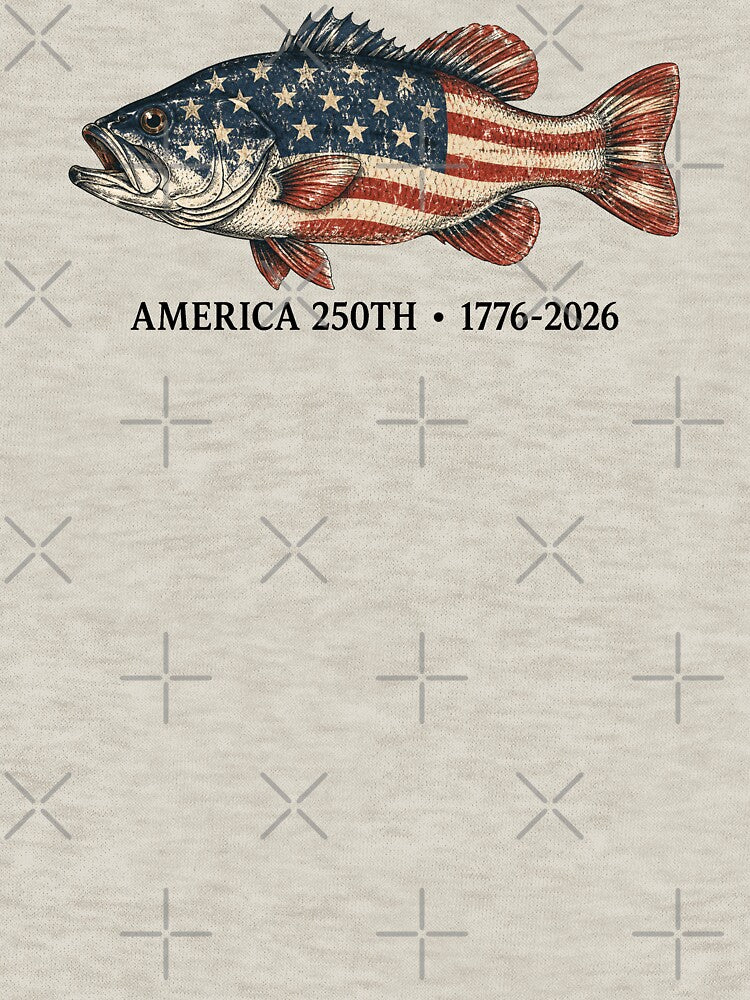 250 America Years 1776 2026 Fishing USA Flag 250th Birthday by NicowrmSArt