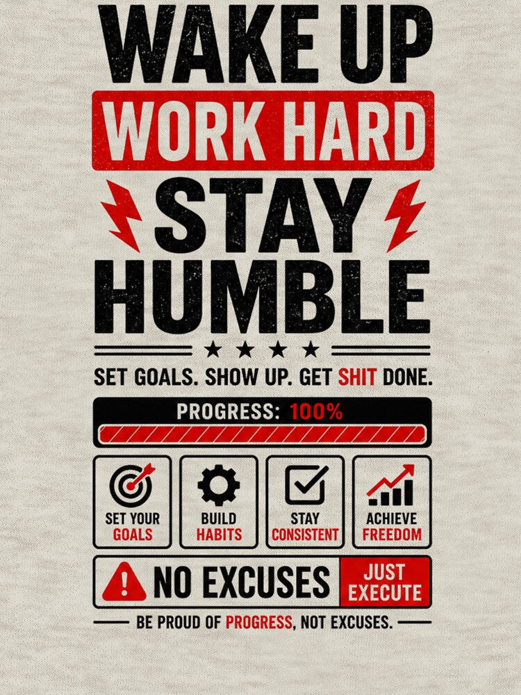 Wake up Work hard Stay humble - Discipline Motivation Design by DomKo10