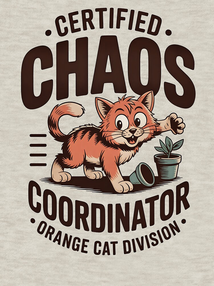 Certified Chaos Coordinator Orange Cat – Funny Ginger Cat Owner Gift by Wiviendesign