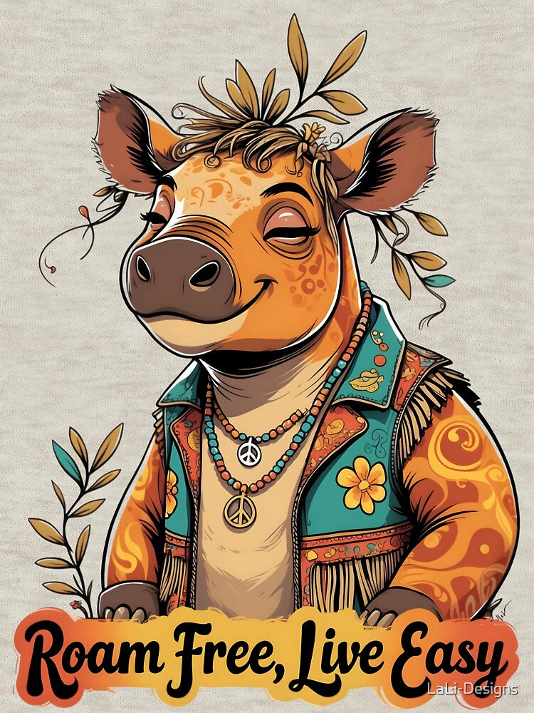 Roam Free, Live Easy - Groovy Tapir Boho 70s Art | LaLi Designs by LaLi-Designs