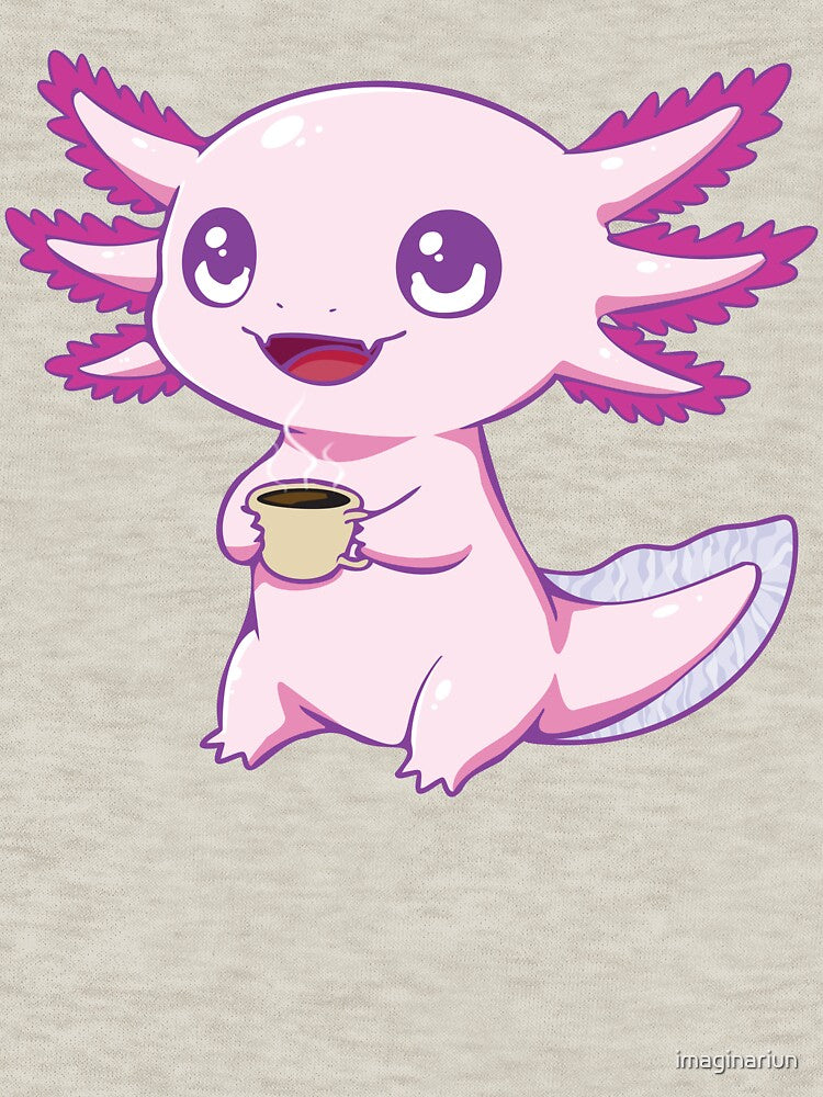 Caffeinolotl – Cute Axolotl Coffee Time by imaginariun