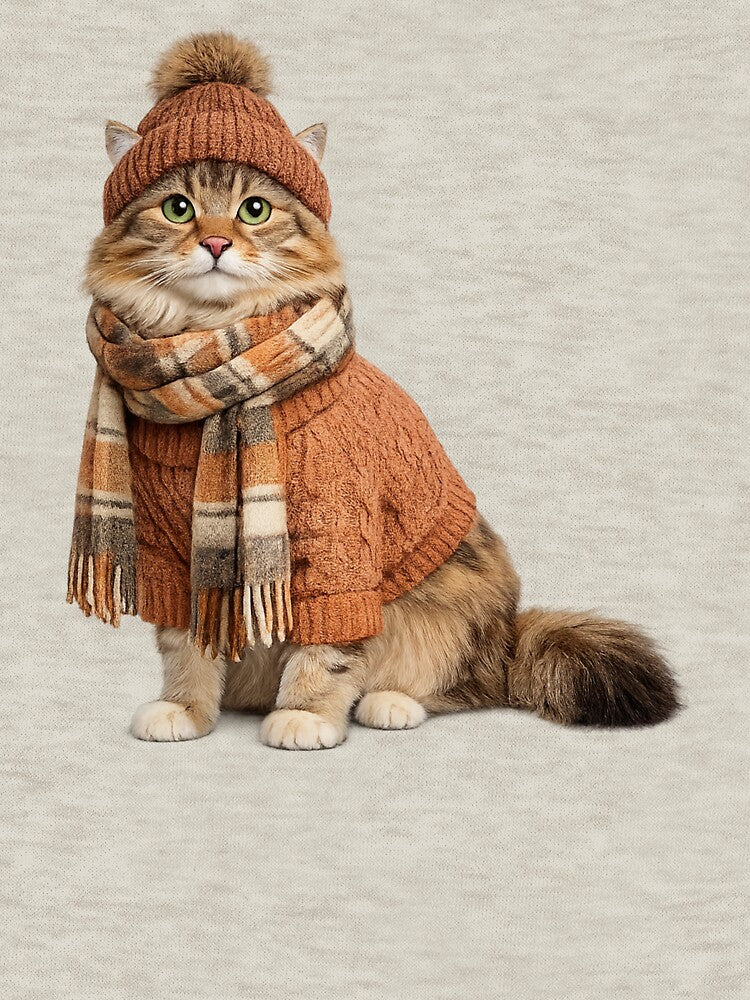 Cozy Cat Wearing Fall Clothing by Giddy Bear Gifts