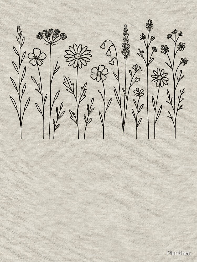 Monoline Wildflower Meadow – Minimalist Botanical Line Art by Planthem