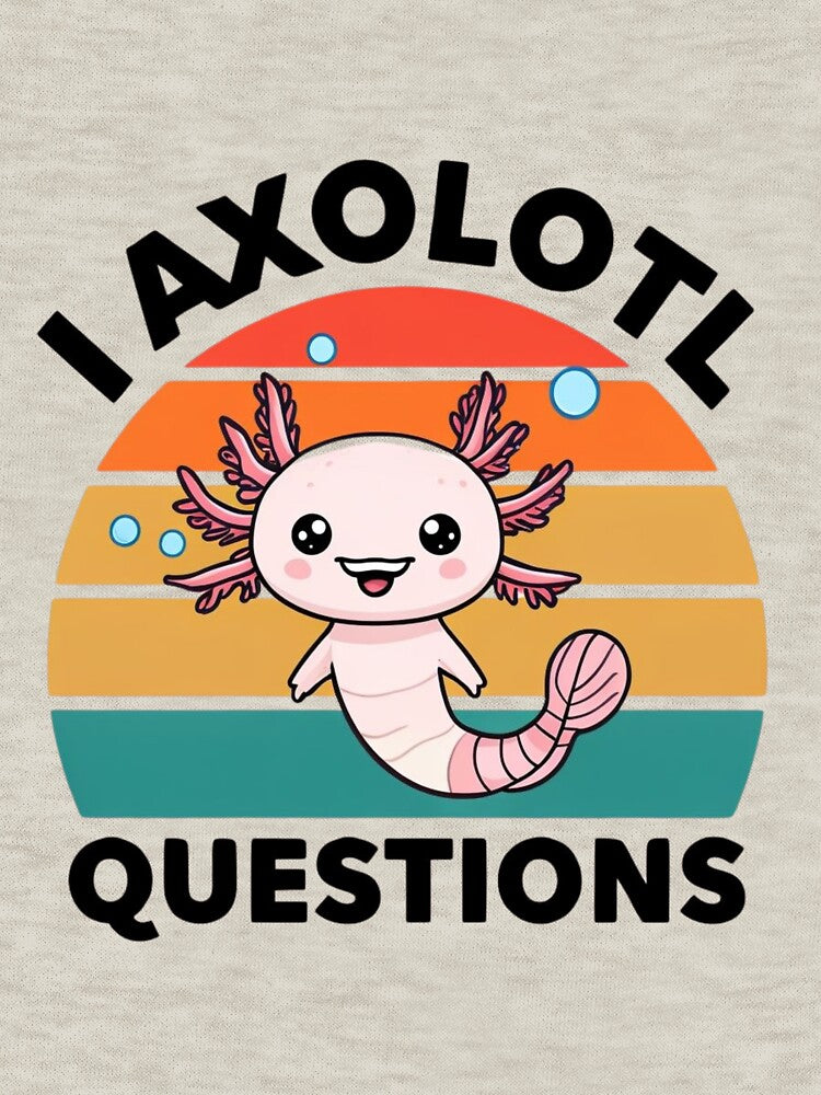 Cheerful Axolotl Character on a Colorful Striped Background – Cute & Playful Aquatic Design by Colorful-Garden