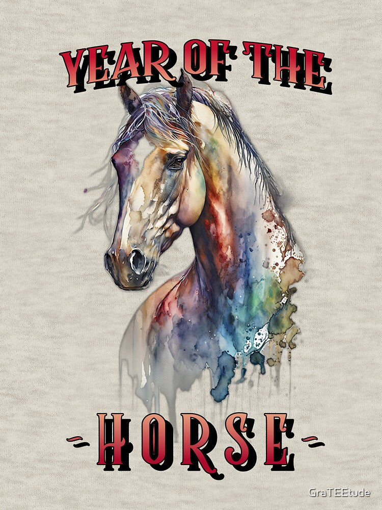 Year Of The Horse 2026 Water Color Painting by GraTEEtude