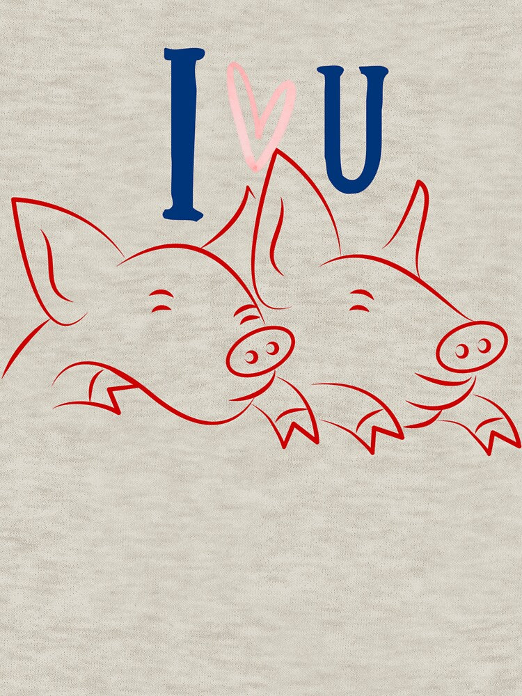 I Love You Pig Couple Cute Minimal Line Art Valentine's Day T-Shirt by Yesss-Mau