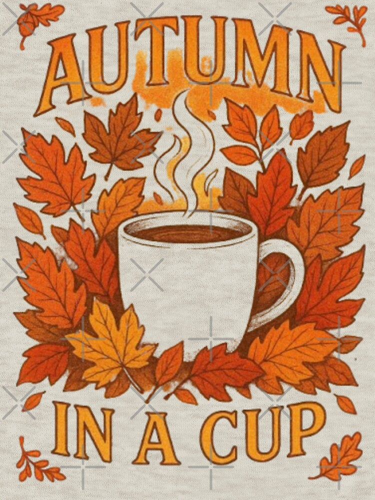 Autumn In A Cup Cozy Fall Hot Drink Leaves Seasonal Tshirt by HopeAndHustle