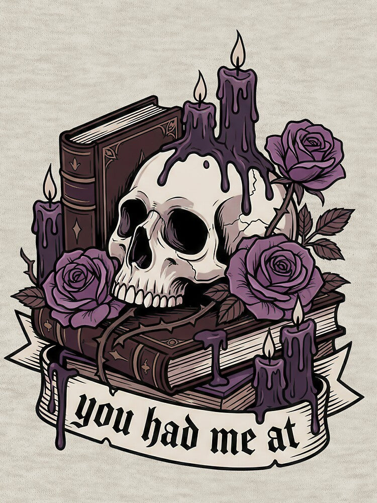 Gothic Dark Academia Skull & Magic Books - Aesthetic Graphic Tee by KubbyArt
