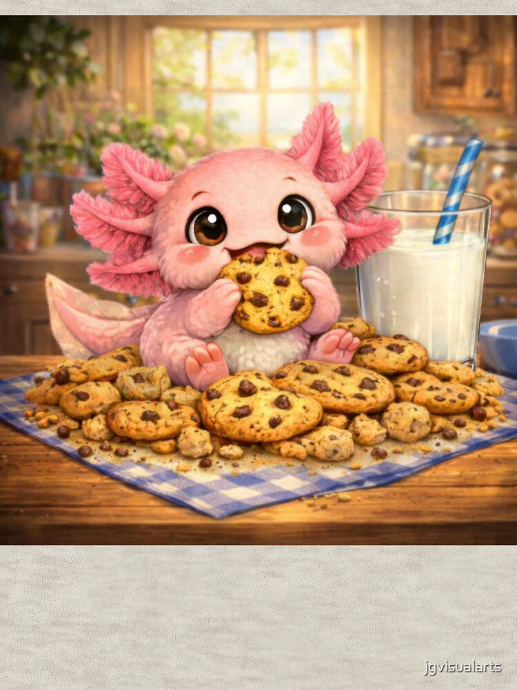 Cute Axolotl With Cookies and Milk Sticker by jgvisualarts