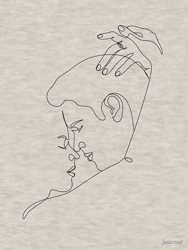 hugging faces line | couple line art | line art | romantic line art by jassnour