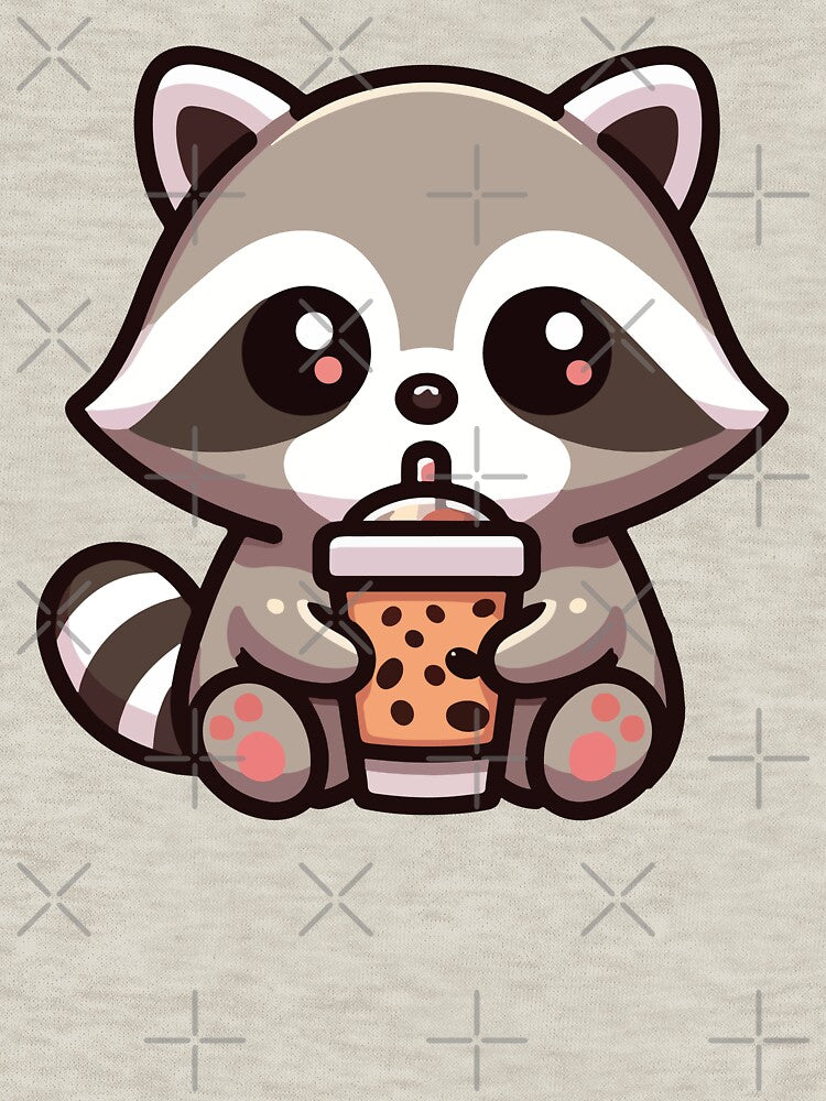 Cute Kawaii Raccoon Drinking Boba by wtfbba