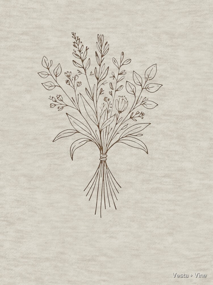 Minimalist Wildflower Bouquet - Fine Line Botanical Art by Vesta + Vine