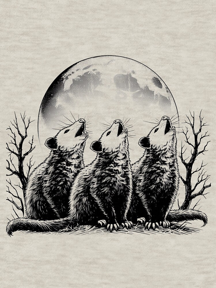 Three Possums Howling at Moon Vintage by VerdePlantTees