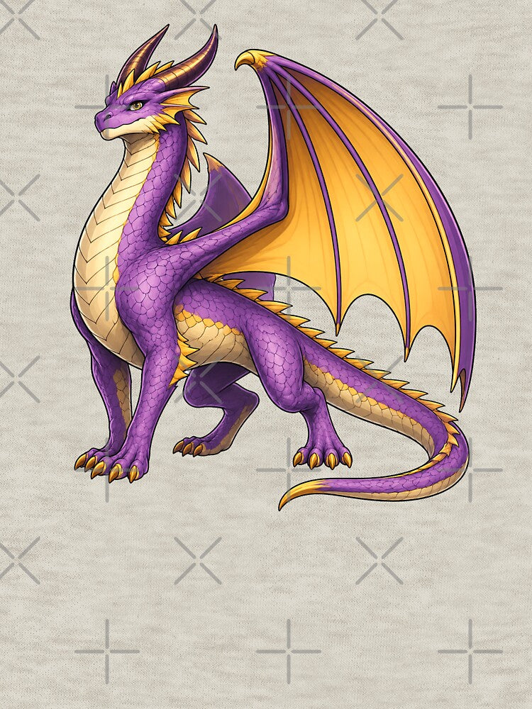 Purple and Gold Adult Dragon Fantasy Art | Regal Dragon Illustration by Hatchling Hollow