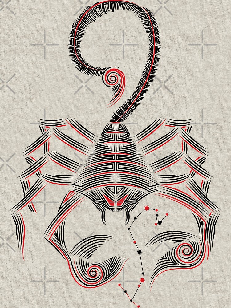 Scorpio Zodiac Constellation Black and Red Minimalist Art by JAMerArc