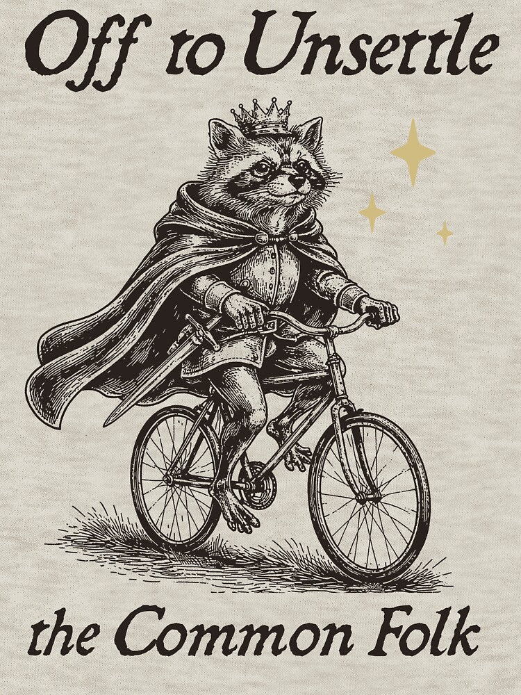 Raccoon Off to Unsettle the Common Folk, Funny Animal Meme Lover, Retro Sarcastic by borenclolahroy