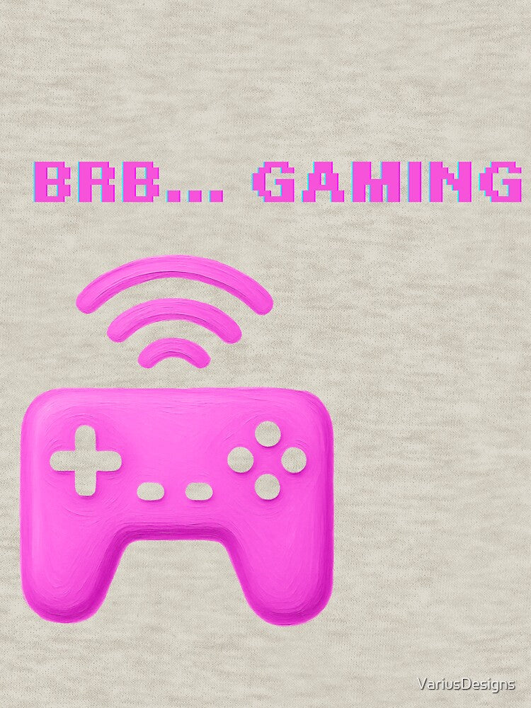 BRB... Gaming | Pink Neon Gamer Controller | Retro Pixel Gaming Design by VariusDesigns