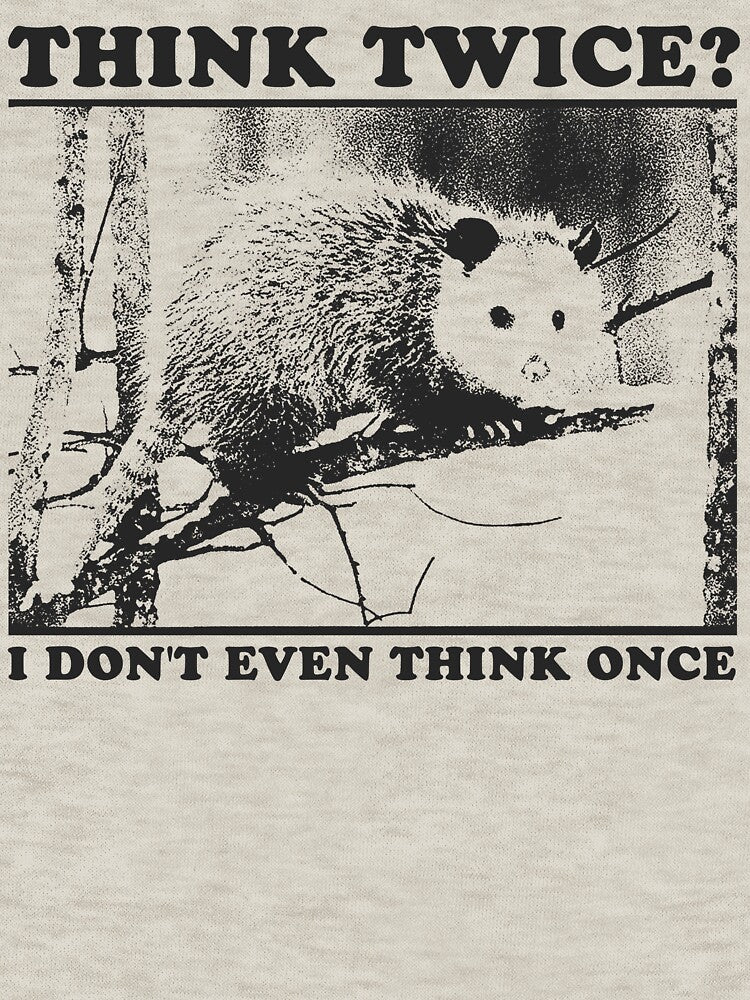 Think Twice I Don't Even Think Once Opossum Vintage Style Shirt, 90s Possum meme shirt, weird shirt, silly meme by Rosqzz