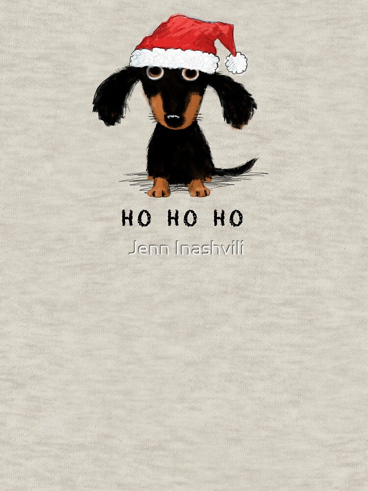 Santa Dachshund | Funny Wiener Dog Christmas by Jenn Inashvili
