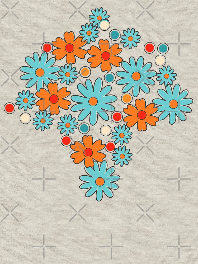 Groovy Orange Daisy Seamless Retro Floral Pattern by Clara Fruggeri