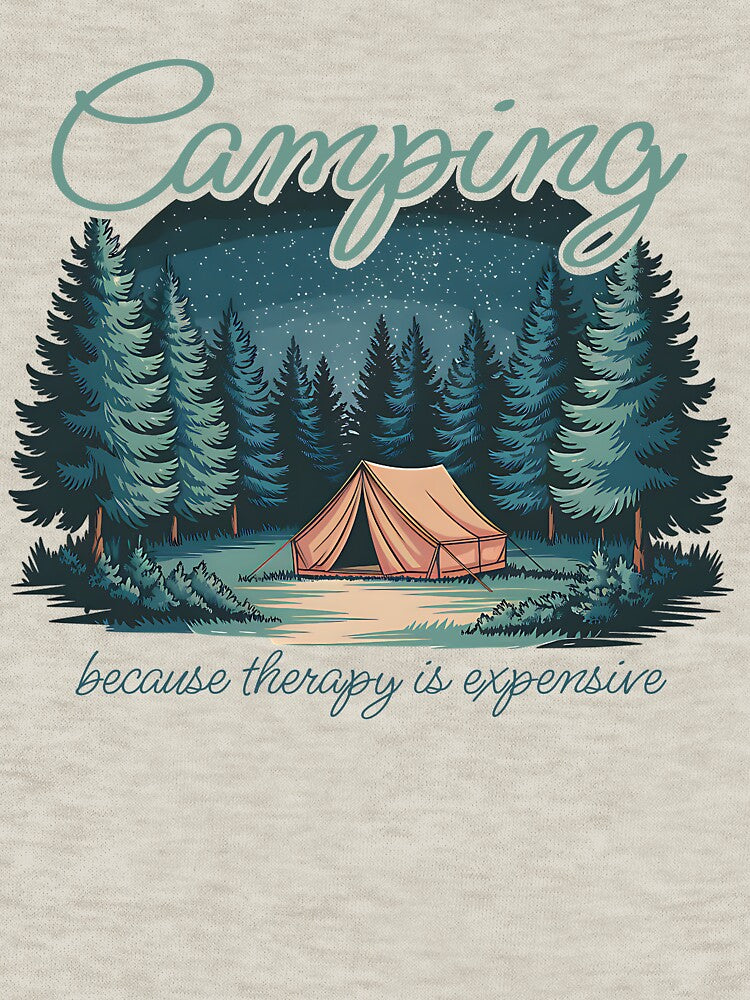 Camping Because Therapy Is Expensive Funny Outdoors Adventure Retro Vintage by Testarossi Designs
