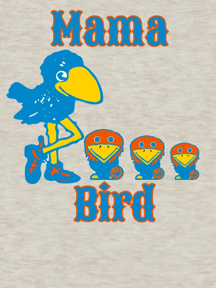 KU Jayhawks Basketball Circus Font 1912 Mascot Mama Bird With Baby Jays by TheVelvetBanana