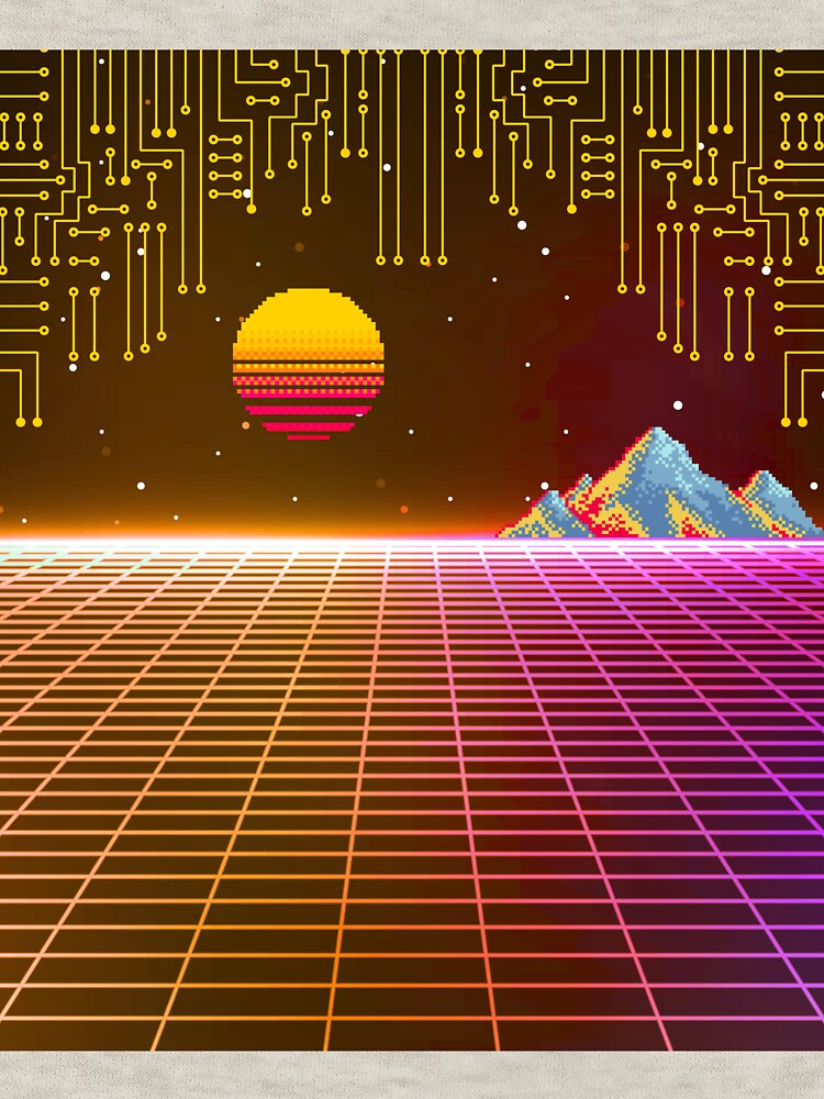 Vaporwave Sunset Grid by E20STUDIO
