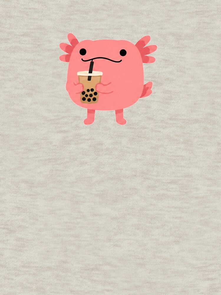 Cute Axolotl Drinking Boba Tea Kawaii Illustration by VexioDesign