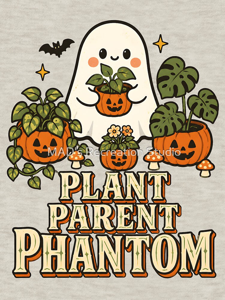 Plant Parent Phantom Cute Ghost Houseplants Pumpkin Planters Vintage Halloween Design by  MAD's Recreation Studio