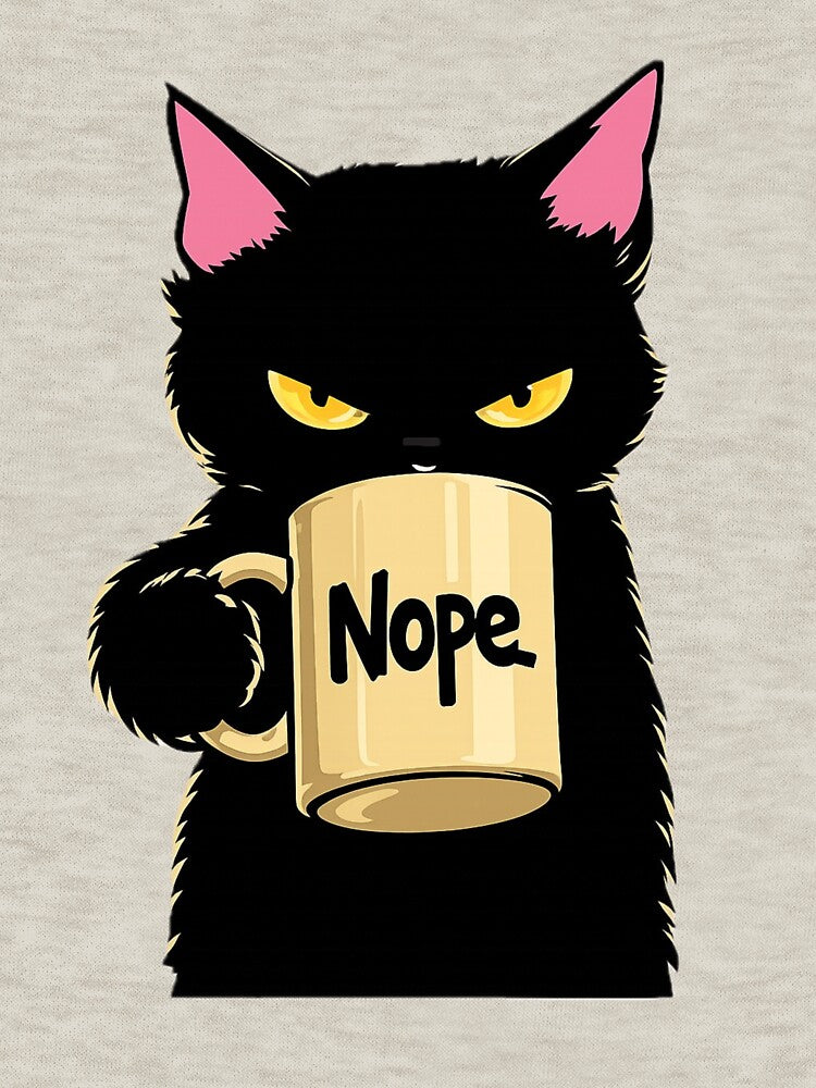 Nope Cat Coffee Mug – Funny Black Cat Attitude Meme Minimalist Design by CalmRebellion