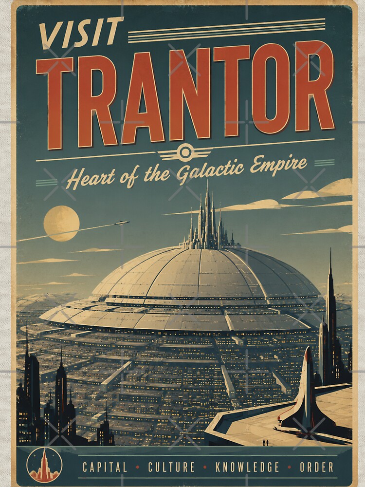 Visit Trantor Vintage Travel Poster – Heart of the Galactic Empire Retro Sci-Fi Art by Extravanganzza